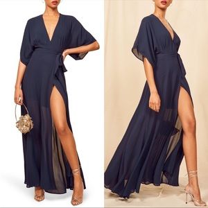 Reformation Navy Blue Winslow Maxi Dress